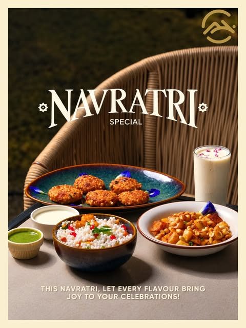 Festive special platter with rice, curry and fritters