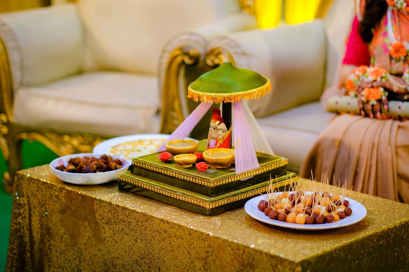 A decorated engagement stage